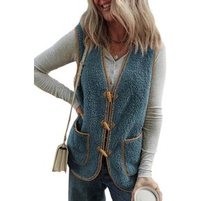 Dokotoo Women's Casual Winter Fuzzy Fleece Vest Warm Open Front Sherpa Cozy Sleeveless Cardigan Outerwear Jackets Coats in Saudi Arabia