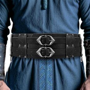 Viking Waist Armor, Medieval Viking Wide Belt Faux Leather Armor Belt Knight Corset Belt for LARP Halloween Costume