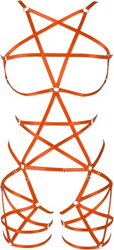 Women Punk Full Body Harness Pentagram Garter Belt Strappy Suspender Lingerie Gthic Dance Rave Costume in Kuwait