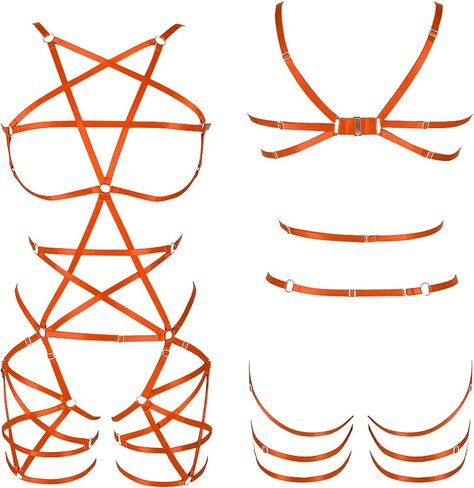 Women Punk Full Body Harness Pentagram Garter Belt Strappy Suspender Lingerie Gthic Dance Rave Costume in Kuwait