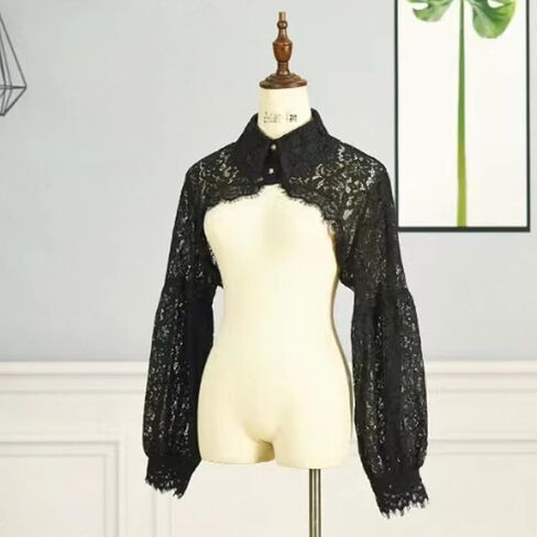 GRAJTCIN Women's Detachable Dickey Collar Long Sleeves Lace Blouse Fake Collar Half Shirt in Kuwait