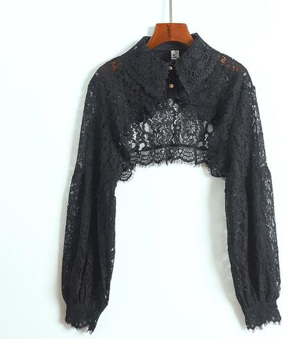 GRAJTCIN Women's Detachable Dickey Collar Long Sleeves Lace Blouse Fake Collar Half Shirt in Kuwait