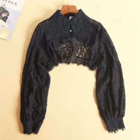 GRAJTCIN Women's Detachable Dickey Collar Long Sleeves Lace Blouse Fake Collar Half Shirt in Kuwait