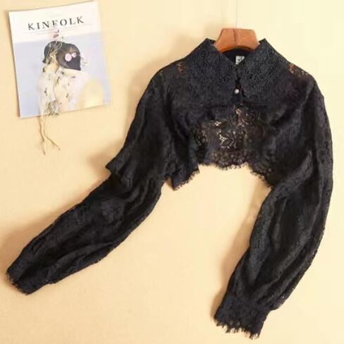 GRAJTCIN Women's Detachable Dickey Collar Long Sleeves Lace Blouse Fake Collar Half Shirt in Kuwait
