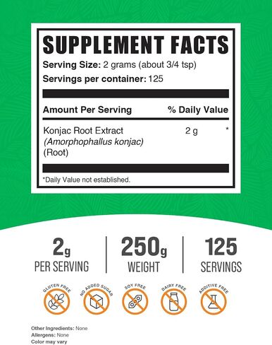 BULKSUPPLEMENTS.COM مسحوق الجلوكومانان - مسحوق مستخلص جذر الكونجاك، مسحوق مكملات الألياف، مسحوق الكونجاك - مكملات الألياف القابلة للذوبان، خالي من الغلوتين، 2 جرام لكل وجبة، 100 جرام (3.5 أونصة) in Kuwait
