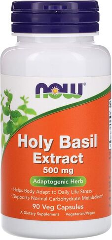 NOW Supplements, Holy Basil Extract 500 mg (Holy Basil is a Sacred Plant in Ayurveda), 90 Veg Capsules in Kuwait