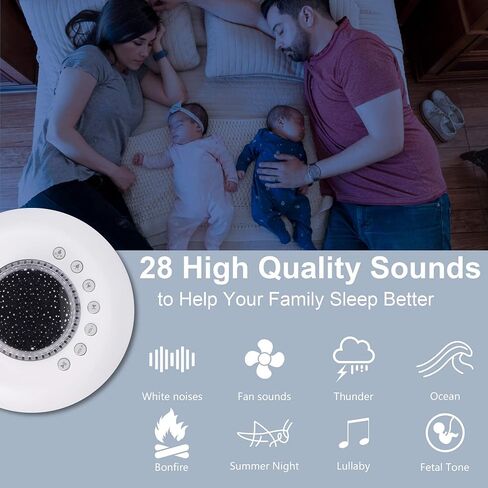White Noise Sound Machine,28 Soothing Natural Sounds 32 Level Volume 3 Timer Memory Function,Rechargeable Battery,Sleep Sound Machine for Baby Kids Adults in Kuwait