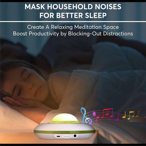 White Noise Sound Machine,28 Soothing Natural Sounds 32 Level Volume 3 Timer Memory Function,Rechargeable Battery,Sleep Sound Machine for Baby Kids Adults in Kuwait
