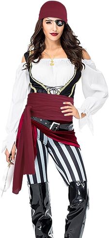 2 Pieces Pirate Costume Accessories Pirate Hat Pirate Head Scarf Pirate Scarf Sash Belt Waist Bandana in Kuwait