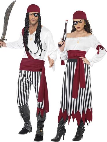 2 Pieces Pirate Costume Accessories Pirate Hat Pirate Head Scarf Pirate Scarf Sash Belt Waist Bandana in Kuwait
