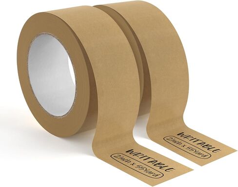 MUNBYN Brown Packing Tape, 2 inch 7 Mil Thick Kraft Paper Tape, 55 Yard Writable Non-Coated Surface for Marking, Sealing Box, Masking, and Packaging Use, Easy-to-Tear in Saudi Arabia