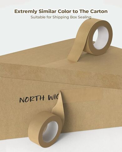 MUNBYN Brown Packing Tape, 2 inch 7 Mil Thick Kraft Paper Tape, 55 Yard Writable Non-Coated Surface for Marking, Sealing Box, Masking, and Packaging Use, Easy-to-Tear in Saudi Arabia