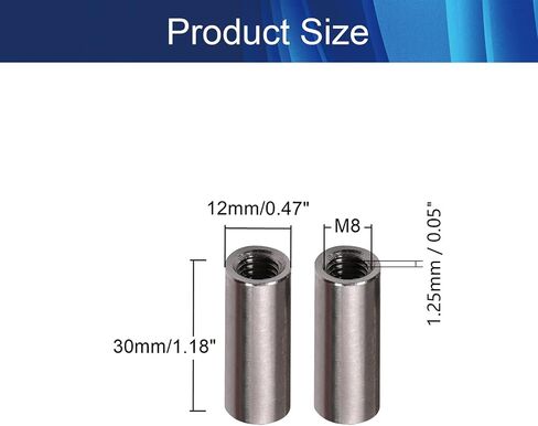 Round Connector Nuts Threaded Sleeve Rod Coupling Nut for Connect Two Threaded Shafts 10PCS in Saudi Arabia