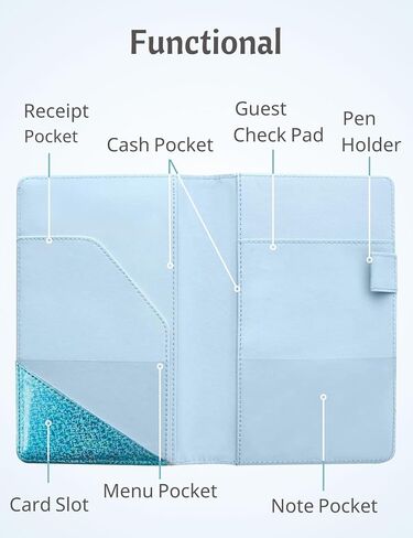 Holographic Glitter Silver Server Book for Waitress Book Server Wallet Waiter Book In Bulk Cute Bling Waitstaff Organizer Fit Waitress Apron (6 Pack) in Kuwait