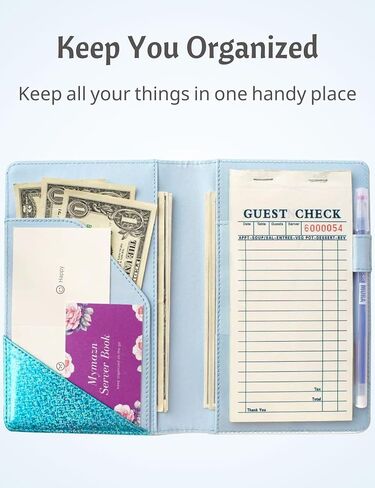 Holographic Glitter Silver Server Book for Waitress Book Server Wallet Waiter Book In Bulk Cute Bling Waitstaff Organizer Fit Waitress Apron (6 Pack) in Kuwait
