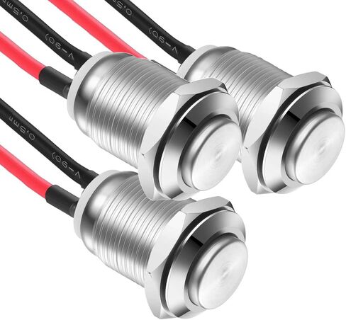 3 Pcs 12mm Prewired High Head Waterproof Push Button Latching 2A 12V/24V/125V/250V AC Self-Locking Stainless Steel Push Button On Off in Saudi Arabia