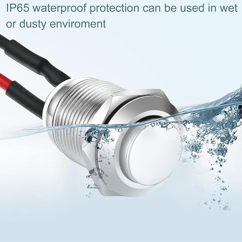 3 Pcs 12mm Prewired High Head Waterproof Push Button Latching 2A 12V/24V/125V/250V AC Self-Locking Stainless Steel Push Button On Off in Saudi Arabia