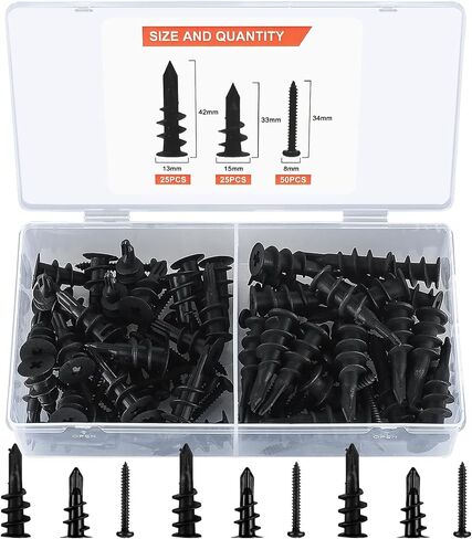200 Pcs Self Drilling Drywall Anchors with Screws, Metal Hollow Wall Anchors with Screws Kit, No Drill or Holes in Wall for Fixing TV, Shelf, Curtains (100 Anchors 0.47x1.18 inch, 100 Screw) in Saudi Arabia