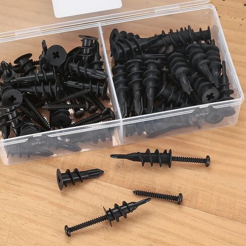 200 Pcs Self Drilling Drywall Anchors with Screws, Metal Hollow Wall Anchors with Screws Kit, No Drill or Holes in Wall for Fixing TV, Shelf, Curtains (100 Anchors 0.47x1.18 inch, 100 Screw) in Saudi Arabia
