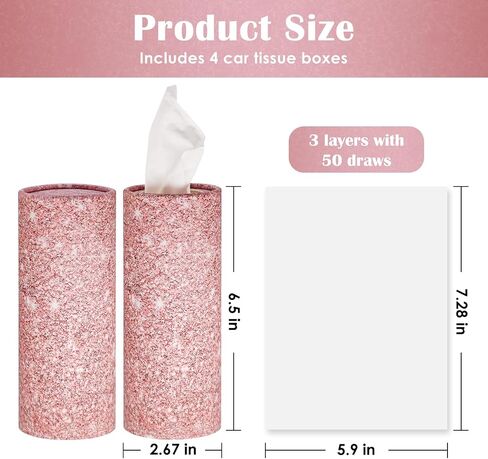 Car Tissues Holder,4 Pack Car Tissue Box with Facial Tissues,Travel Tissue Tubes for Car Cup Holder Tissues Cylinder Box Container (200 Tissues/3-ply) White in Saudi Arabia