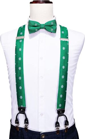 YOHOWA Mens Christmas Suspenders Set Adjustable Y Braces Pre-Tied Bow Tie Pocket Square Cufflinks Xmas Party Vacation Holiday in Kuwait