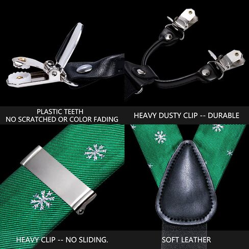 YOHOWA Mens Christmas Suspenders Set Adjustable Y Braces Pre-Tied Bow Tie Pocket Square Cufflinks Xmas Party Vacation Holiday in Kuwait