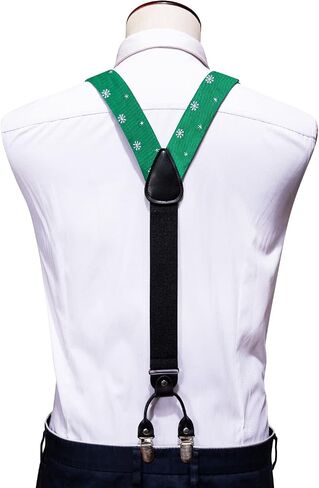 YOHOWA Mens Christmas Suspenders Set Adjustable Y Braces Pre-Tied Bow Tie Pocket Square Cufflinks Xmas Party Vacation Holiday in Kuwait
