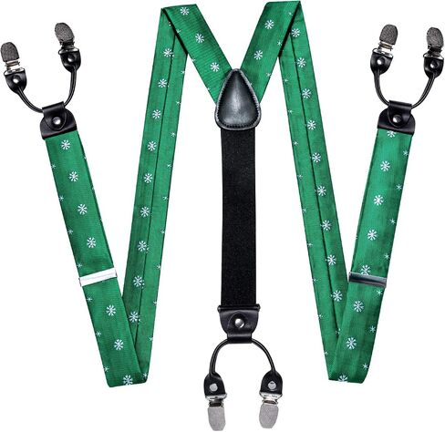 YOHOWA Mens Christmas Suspenders Set Adjustable Y Braces Pre-Tied Bow Tie Pocket Square Cufflinks Xmas Party Vacation Holiday in Kuwait