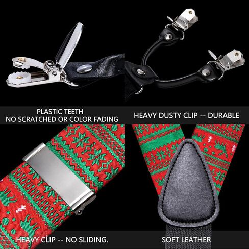 YOHOWA Mens Christmas Suspenders Set Adjustable Y Braces Pre-Tied Bow Tie Pocket Square Cufflinks Xmas Party Vacation Holiday in Kuwait