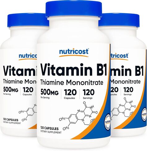 Nutricost Vitamin B1 (Thiamin) 500mg, 120 Capsules (2 Bottles) in Kuwait