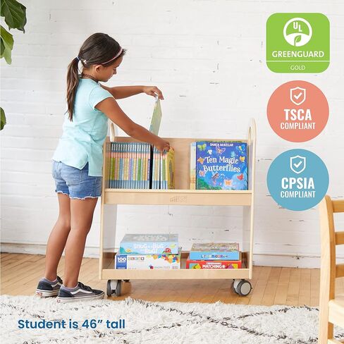 عربة الكتب المتنقلة ECR4Kids مع مؤقت للعد التنازلي، رف كتب للفصل الدراسي، غسيل رمادي in Saudi Arabia