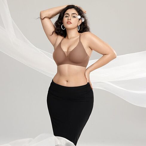 OEAK Womens Comfortable Bras Wireless Bras Push Up Bralettes Scalloped Mesh Bras Seamless Tshirts Bras Deep V Everyday Bras in Kuwait