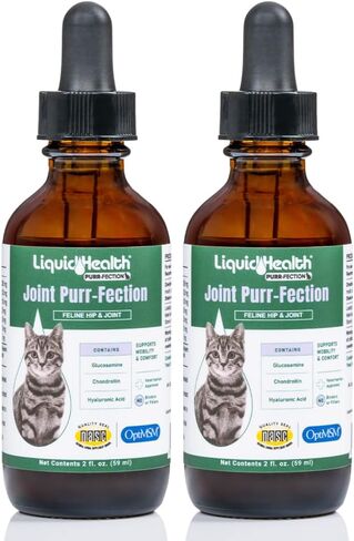 LIQUIDHEALTH 2.3 أونصة سائلة من الجلوكوزامين للقطط - خرخرة المفاصل - دعم الإغاثة الصحية للورك والمفاصل، قطارات الكوندرويتين للقطط - القطط الأكبر سنًا، القطط الصغيرة in Kuwait