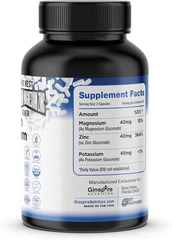 Magnesium Potassium Supplements w/Zinc - 90 Capsules - Magnesium Potassium Zinc for Vascular Health – High Absorption Vegan Potassium Magnesium Supplement for Leg Cramps & Sleep in Kuwait