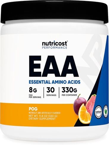 مسحوق Nutricost EAA 30 حصة (التوت الأزرق) - الأحماض الأمينية الأساسية - غير معدلة وراثيًا، خالي من الغلوتين، صديق للنباتيين in Kuwait