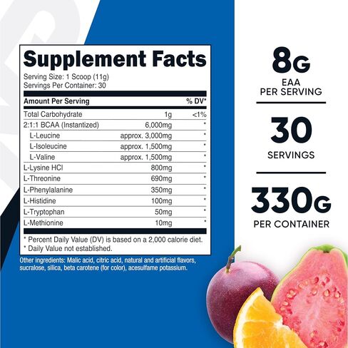 مسحوق Nutricost EAA 30 حصة (التوت الأزرق) - الأحماض الأمينية الأساسية - غير معدلة وراثيًا، خالي من الغلوتين، صديق للنباتيين in Kuwait