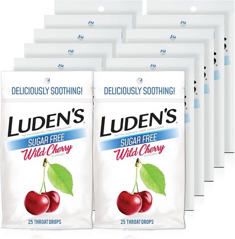 Luden's Sugar Free Wild Cherry Throat Drops, Sore Throat Relief, 25 Count (12 Pack) in Kuwait