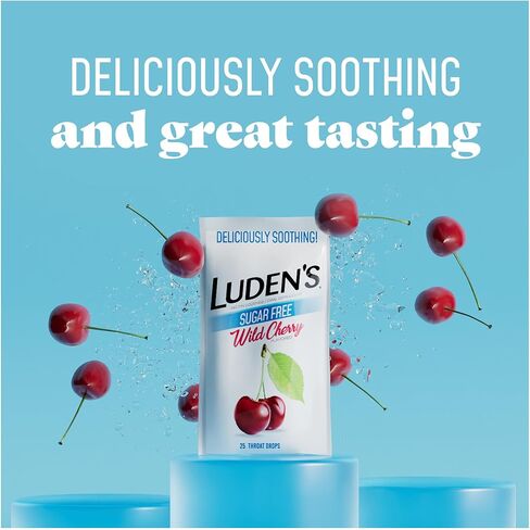 Luden's Sugar Free Wild Cherry Throat Drops, Sore Throat Relief, 25 Count (12 Pack) in Kuwait