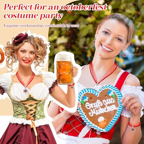 Henoyso 3 Pcs Oktoberfest Jewelry Set for Women Bavarian Flower, Adjustable Choker Necklace Bracelet Rhinestone Earrings in Saudi Arabia