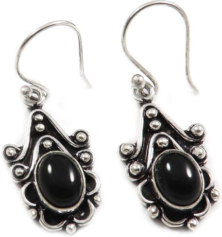 Tiger Eye Larimar Rose Quartz Black Onyx All Gemstone Silver Plated Drop Dangle Earring Handmade Jewelry MER-1002 in Saudi Arabia