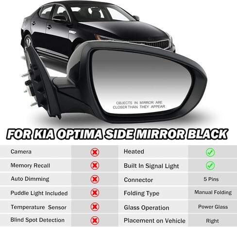 لكيا أوبتيما 2011 2012 2013 الطاقة مع إشارة الانعطاف مرآة رؤية الباب الجانبي للراكب الأيمن (أبيض) in Kuwait