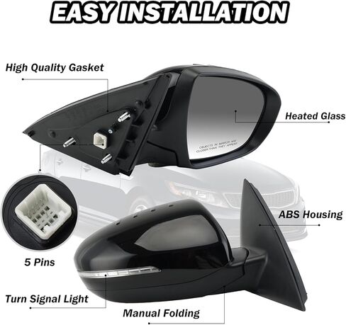 لكيا أوبتيما 2011 2012 2013 الطاقة مع إشارة الانعطاف مرآة رؤية الباب الجانبي للراكب الأيمن (أبيض) in Kuwait
