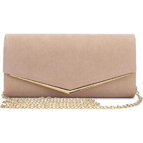 Velvet Clutch Bag for Women Black Formal Evening Bag Wedding Purse Red Suede Prom Cocktail Party Handbag with Chain