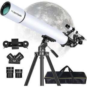 Telescope for Adults High Powered, 80mm Aperture 600mm Telescopes for Adults Astronomy, Travel Telescopio for Beginners with AZ Mount, Backpack, Phone Adapter, Moon Filter