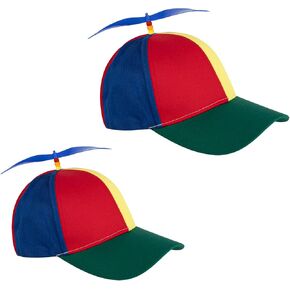 Framendino, 2 Pack Detachable Propeller Top Hat Adult Rainbow Helicopter Baseball Cap