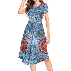 YUNDAI Womens Dress Polka Dot Mini Casual Dress Knee Length Teacher Dresses with Pockets