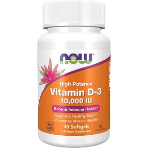NOW Supplements, Vitamin D-3 10,000 IU, Highest Potency, Structural Support*, 30 Softgels