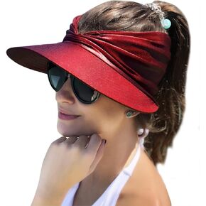 Womens Sun hat can fold The Ponytail Beach Sun hat, Suitable for Swimming, Gardening, Outdoor Sun hat