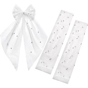 Women Bridal Bow Pearl Veil with gloves Bachelorette Party Veil Engagement Party Accessory