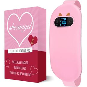 Electric Heating Pad, Portable Cordless Menstrual Heating Pad with 6 Heat Levels and 6 Massage Modes, Fast Large Heating Belly Wrap Belt for Cramps, Back Pain Relief Gifts for Women Girls Her in Saudi Arabia